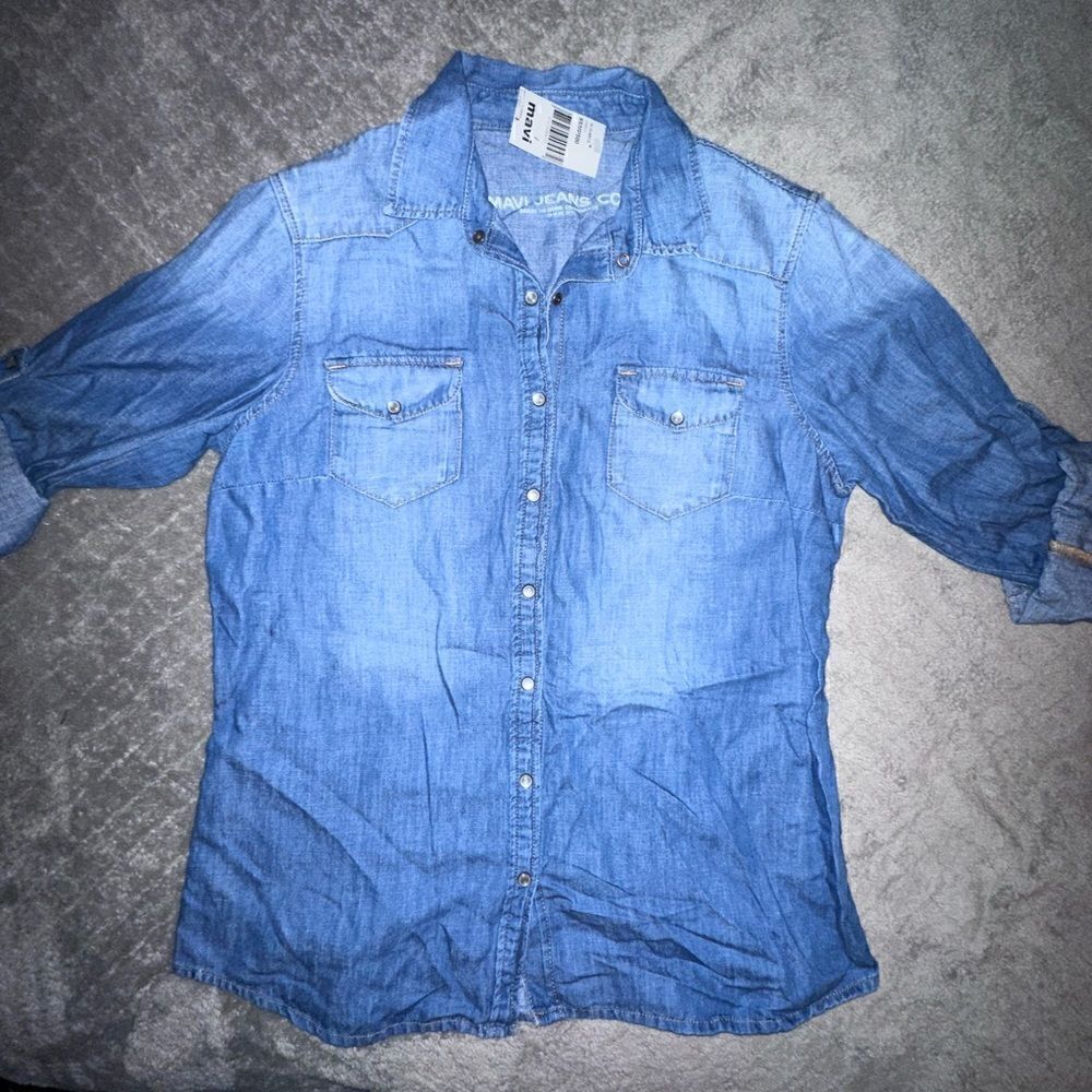 NWTs Mavi Pearl Button Up Denim Shirt